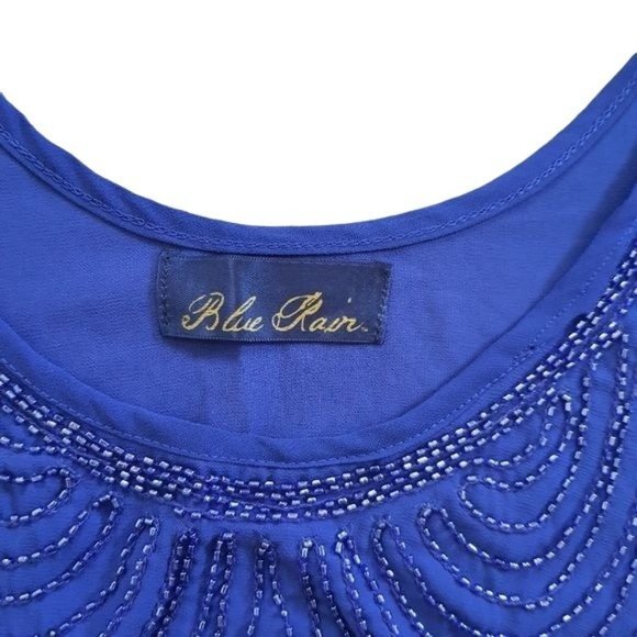 Francesca's Blue Rain Blue Beaded Sleeveless Top - Picture 7 of 8